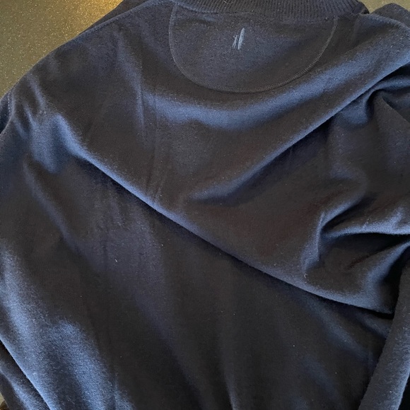 johnnie-O Blue Zip Up Sweater with Quarter-Zip Neckline and Soft Fabric - Picture 7 of 7